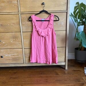 Vanessa Virginia Tank from Anthropologie, Ruffle Trim, Pink, Size Large
